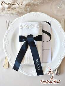 Laços de fita de cetim personalizados, fita de cetim com nome, 70cm de comprimento, adequados para presentes de festa de casamento, etiquetas de nome de convidados de casamento, etiquetas de nome de despedida de solteira, etiquetas de bebida de fita, nomes de fita de cetim personalizados - Multicolorido - Ver 6