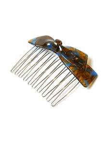 Pente de Cabelo Elegante de Acetato com Laço Duplo para Mulheres, Material de Acetato Grosso de Alta Qualidade, Grampo Lateral Doce e Fofo com 10 Dentes, Acessório de Cabelo Nupcial de Luxo Minimalista, Adequado para Uso Diário, Trabalho e Viagens, Aniversário - Multicolor B - Visão 4