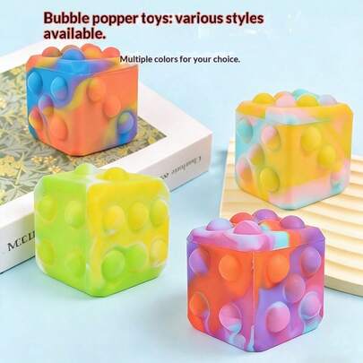 2026 New Silicone Squeeze Stress Relief Ball - Cube Shaped - 3D Bubble Design - Gradient Color - Skin-Friendly Material - Pressure Rebound - Desktop Decor - Portable Pocket Relaxation - Home Stress Relief Gadget - Creative Commemorative Gift - Valentine's Day - Gift For Lover - Partner Gift - Squishy Toys - Fidget Toys