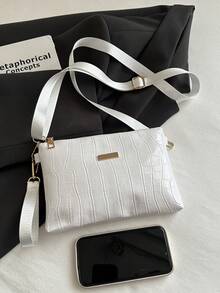 Nueva bolsa de mano de mujer con estampado de cocodrilo para primavera/verano, bolso versátil de hombro/cruzado, bolso cuadrado mini exclusivo y dulce - Blanco - Ver 5