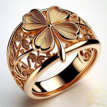 1枚14K镀金浪漫优雅订婚戒指，象征着高贵典雅，是打造精致情人节/求婚戒指的理想之选。 - 金色 - 查看 11