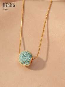 Hihho 1pc New Sparkling Zirconia & Bead Pendant Necklace, Elegant Clavicle Chain, Suitable For Work, Commute, Daily Wear, Dates, Gatherings With Friends - Necklace - View 9