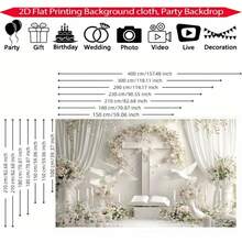 1 Pack 2D Flat High-Definition Printed Religious Theme Backdrop, Polyester Material, Holy Cross, Dove, Floral And Bible Design, Suitable For Baptism, First Communion, Confirmation, Church Ceremony, Memorial Service, Religious Gathering, Photography Studio, Wall Decor, White Theme Party Photography Prop, Creating A Sacred And Solemn Ritual Atmosphere - A - View 7
