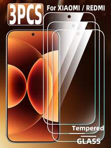 Shockproof Android Phone Screen Protector 3pcs Tempered Glass Screen Protector Compatible With Xiaomi/, High Hardness, Scratch-Resistant, Fingerprint-Proof, No Borders, No Bubbles, Compatible With Phone Cases, Easy Installation Mother's Day Gift Birthday - Clear - View 48