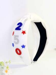 1pc Women's Cute Solid Color Headband, Suitable For 4th Of July US Independence Day 250th Anniversary Celebration, Knotted Wide Brim Headpiece, Red & Blue Festival Hair Accessory Hair Band Diadema Hair Hoop,Travel,Birthday - Multicolor - View 8