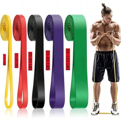 Foldable TPE Pilates Long Resistance Band, Pull-Up Assist Band, Yoga Stretch Band, Workout Band, Resistance Band, Fitness Band; Suitable For Body Stretching And Muscle Training; Suitable For Gym And Home Use, Training/Workout/Fitness/Pilates Equipment.