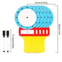 Quixorblex 1 pieza Pizarra blanca reutilizable con forma de reloj de mano - Herramienta de enseñanza reutilizable para la conciencia del tiempo, ayuda de aprendizaje de matemáticas, accesorio de aula Montessori, gadget interactivo para la primera infancia, esencial creativo de vuelta a la escuela para maestros, accesorio de aprendizaje para el hogar y la escuela infantil - Multicolor - Ver 4