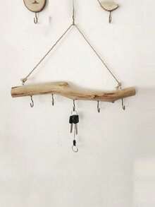 1pc Vintage Driftwood Wall Hook - 5 Hooks, Asymmetric Natural Shape, Rustic Floating Wooden Wall Mounted Hook For Hanging Keys, Kitchen Storage, Bathroom Decor, Ideal For Autumn And Back To School Season, Jewelry Organizer, Home Decor, Household Essential, Great Gift For Women, Men, Mother, Father, Grandparents - Multicolor - View 2