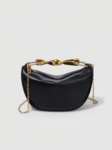 2025 New Unique Design PU Leather Handbag/Shoulder Bag, Metal Handle, High-End Quality - Black - View 5