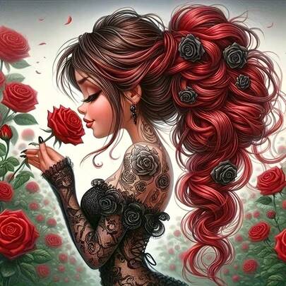 1 bộ tranh đính đá acrylic 5D [30*30cm/11.8*11.8in][40*40cm/15.7*15.7in], họa tiết Hoa hồng & Cô gái, thích hợp cho người lớn mới bắt đầu tự làm tranh khảm đá, tranh đính đá thủ công hoàn chỉnh cho phòng khách, phòng ngủ, văn phòng, quà tặng trang trí nhà cửa bất ngờ cho gia đình và bạn bè