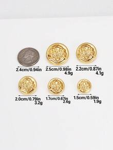 20pcs Vintage Embossed Round Metal Buttons, Suitable For Suits, Jackets, Uniforms - Gold Decorative Sewing Buttons For Men And Women Clothing - Multicolor - View 5