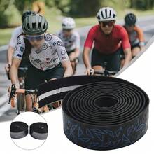 Cinta antideslizante para manillar de bicicleta de carretera, cinta de barra de de absorción de impacto de PU con tapones de extremo de barra para raqueta de bicicleta, herramientas de ciclismo, 2 uds. RROR - Rojo - Ver 8