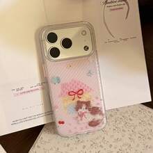 Kavenfort Transparent Glitter Phone Case, Compatible With Iphone 17 Pro, Also Fits 16, 15, 13, 14, 17. Pink Cartoon Cat, Shiny Soft Case, Cute, Girly, Creative, Geometric, Cartoon Style, Adorable, Fresh, Niche, Ins Style - Clear - View 8