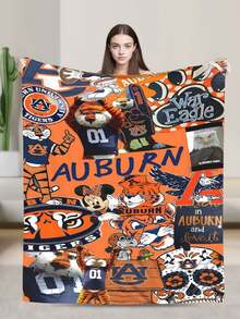 Auburn Merch University Tigers Throw Blanket Warm Blankets Breathable Air Conditioner Blanket For Car Classic Outdoor Blankets For Picnic For All Season - 黑色 - 查看 1