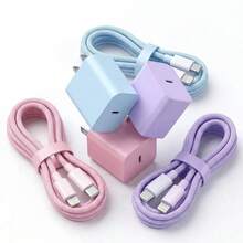 20W 快充 USB-C/Type-C 适配器充电器，配备 100 厘米/3.3 英尺编织尼龙充电线，兼容 14/13/12 Pro Max Plus 充电套装 - 美規A型插(110-127V) - 查看 2