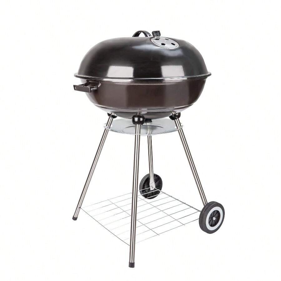18 Inch Portable Charcoal Grill – Heavy-Duty Round BBQ Grill With Thickened Grilling Bowl, Sturdy With 4 Legs & Wheels For Small Outdoor Barbecue, Camping, Travel, Tailgating & Backyard Cooking - 22 Inches (No Grill Tools) - View 1