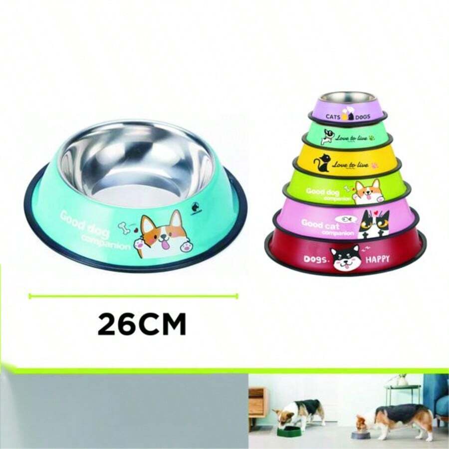 Stainless Steel Pet Bowls, Large Diameter, Non-Slip, Durable Cat Bowls, Pet Water Dispensers, Wholesale Pet Supplies, Dog Bowls - 26CM - View 1