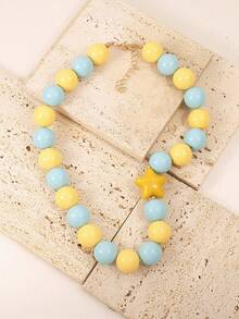 1pc European And American Bohemian Acrylic Bead & Heart Decor Beaded Necklace, Suitable For Summer Beach, Holiday And Daily Wear - Heart-shaped Beaded Necklace - View 13
