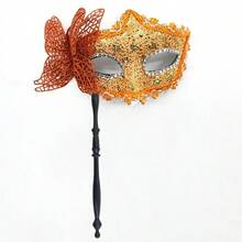 1PC Women's Masquerade Mask With Handle, Half Face Mask For Party, Halloween Floral Mask, Fashion Half Face Mask Prop, Suitable For Party, Celebration, Performance, Various Festivals And Events, Mysterious, Great Gift For Valentine's Day - View 9