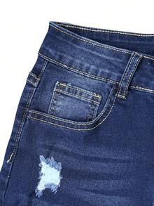 Y2K 性感浅蓝色高腰紧身七分牛仔裤，修身修身铅笔裤显身材，适合春夏季 - 深色水洗藍 - 查看 8