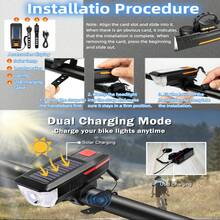 Bicycle Night Light, Solar Rechargeable Dual-Use Horn, Bright Flashlight, Safety Riding Front Light For Adults And Children - USB Solar Dual-use Rechargeable Lamp - View 9