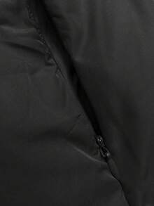 Reversible Oversize Vest With Hood, Hooded Vest, Fixed Hood, Flared At The Bottom, Zipper Closure, 2 Zipper Pockets, Knee-Length, Casual, Spring/Autumn - Black - View 7