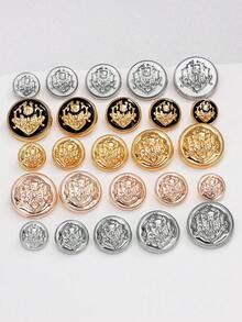 20pcs Vintage Embossed Round Metal Buttons, Suitable For Suits, Jackets, Uniforms - Gold Decorative Sewing Buttons For Men And Women Clothing - Multicolor - View 13