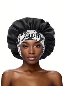 1 pieza Gorro de satén de unicolor con los 12 signos del zodíaco para mujer en color borgoña, adecuado para el hogar y el uso diario, gorro cómodo para el cuidado del cabello durante el sueño, estilo bohemio - Constelación Rojo Vino SM14 - Ver 10