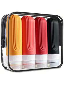 4pcs Travel Essentials Cosmetic Set, Including Lotion, Shampoo, Body Wash, Squeeze Tube, Macaron Flip-Top Bottles, Portable Mini Kit, Empty Bottles For Lotion, Shampoo, Tube, Home & Bathroom Decor, Autumn, Back To School - Multicolor - View 18