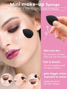 16PCS Makeup Tools Set Including:1pc Hairband+2PCS Hand Bowl Strap+3PCS Triangle Powder Puffs+3PCS Makeup Sponges+3PCS Mini Makeup Sponges+3PCS Mini Air Cushion Powder Puffs+1pc Eyelash Curler - Black - View 5
