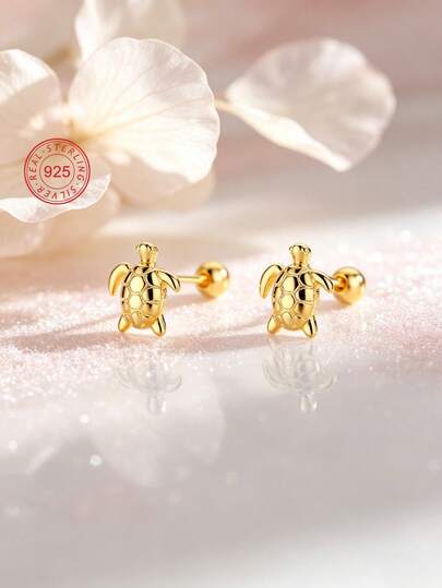 1 Đôi bông tai hình rùa biển bằng bạc sterling 925 không gây dị ứng, dễ thương và tinh nghịch, nút tai xoắn ốc không bị rơi, tinh tế và đáng yêu, đóng gói trong hộp quà, thích hợp để đeo hàng ngày hoặc trong các dịp lễ.