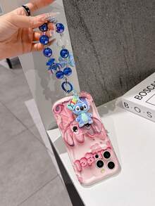This Disney Stitch Lanyard Phone Case Is Fully Covered In TPU Material. It's Shockproof, Lightweight, And Compatible With IPhone17/16/11/13/15/15 Plus/15 Pro/15 Pro Max/12/14 Pro Max/11 Pro Max/12 Pro/12 Pro Max/13. This Phone Case Makes A Popular Birthday Gift Or Business Gift; It's Durable, Stain- And Fingerprint-Resistant, And Suitable For Both Men And Women. The Set Also Includes A Mickey Mouse Phone Case And A Stitch Plush Bracelet. It's A Perfect Gift For Friends And Family. This Stylish Phone Case Is Fun, Lightweight, And Durable. IPhone17 Pro Max Phone Case, Angel Phone Case. - trắng - Xem 3