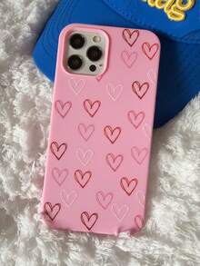 Funda de teléfono con patrón de corazón rosa, compatible con iPhone 17 Pro Max, 17 Pro, 17, 16, 15, 14, 13, 12, 11, adecuada para el Día de San Valentín - Rosa - Ver 9