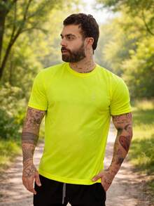 Men's Dry Fit Short Sleeve T-Shirt For Gym Workout - Yellow - View 2