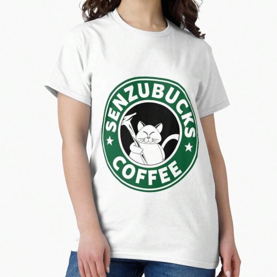 Unisex T-Shirt, Image - Senzu Starbuck Dra.Gon Balls Funny, 100% Cotton, Plain Crew Neck Casual T-Shirt, Short Sleeves, Heart Print, Slim Fit, For Men And Women, Everyday Summer Top, Y2K Streetwear Style Short-Sleeved T-Shirt, Lightweight Oversized Summer T-Shirt TW075 - 白色 - 查看 1