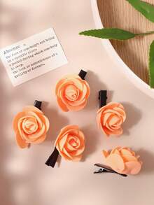 5pcs PE Foam Rose Hair Clips, Side Bangs Clamps, Bridal Wedding Updo, Daily Party Boho Style Hair Accessories - Multicolor - View 18