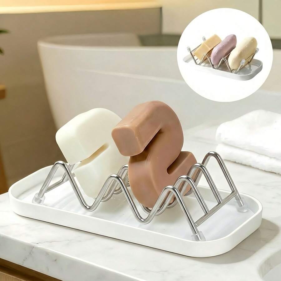 1/3pcs Modern Waterproof Detachable Soap Dish, Wave Bracket Drain Rack, Kitchen Bathroom Soap Holder - Multicolor - View 1