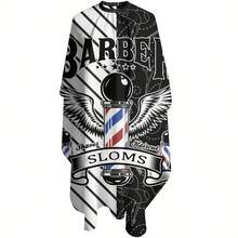 Professional Hairstylist Neck Duster Cape - Unisex Haircut Apron, Black With White "BARBER SHOP" Print And Scissors & Razor Graphic, Suitable For Salon Use, Essential For Haircutting | Elegant Style, Haircutting Tool Accessory Printed Barber Apron - Multicolor - View 11