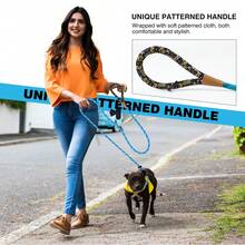 6ft P-Shaped Non-Pulling Dog Leash With Comfortable Padded Handle, Reflective Cord Suitable For Small, Medium And Large Dogs, Durable And For Outdoor Walking - Blue - View 7