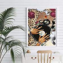 1 Set 5D Diamond Painting Kit, Fashionable Leopard Print Diamond Art Craft Set, Suitable For Adults And DIY, Ideal For Gifts And Home Wall Decor - one-size - View 3