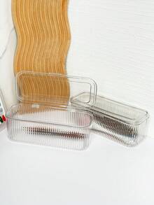 大容量条纹美甲翻盖收纳盒，防尘透明，可收纳指甲锉、刷子、配件，美甲沙龙工具，指甲油展示盒 - 彩色 - 查看 3