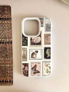 1Pc Minimalist Cat Portrait & Floral Stamp Graphic Liquid Silicone Shockproof Anti-Fingerprint Phone Case, Compatible With  17/16/16Pro/16Plus/15/15ProMax/15Pro/11/12/13/14ProMax/11Pro/11ProMax/12Pro/12ProMax/13Pro/13ProMax/14Pro/14ProMax, Soft Case, Elegant Phone Case  17 Pro Max Travel Essential Mother'S Day - Style1 - View 3