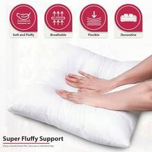 Fluffy Pillow Inserts Set Comfortable Home Cushion - White - View 10