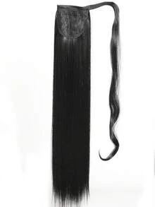 18-34英寸长马尾接发，环绕式合成假发片，夹式马尾接发，女士直发接发 - 自然黑 - 查看 7