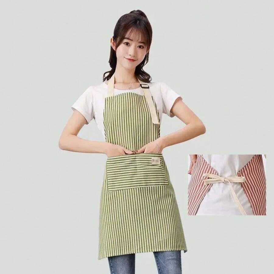 1 chiếc tạp dề nhà bếp chống thấm nước, chống dầu mỡ, có túi, chất liệu polyester chống bám bẩn, phù hợp cho cả nam và nữ, dùng tại nhà, nhà hàng, quán cà phê, vườn, tiệc nướng BBQ, thủ công và trường học, màu xanh lá cây, món quà Giáng sinh lý tưởng. - màu xanh lá - Xem 1
