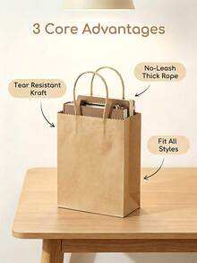 Thickened Kraft Paper Bags, Small Takeout Packaging Bags, 40pcs Baking Cookie Packaging Bags, Birthday Wedding Party Favor Bags, Restaurant Retail Shopping Gift Bags, Oil-Proof Universal Packaging Paper Bags - View 8