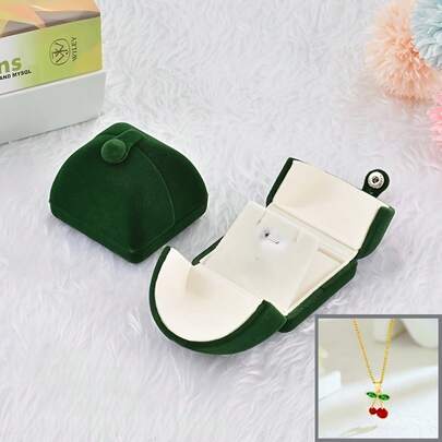 1pc (Earring/Necklace) Velvet Dual-Compartment Jewelry Box, Packaging Box For Rings, Necklaces, Pendants, Earrings, Gifts For Mother's Day, Birthday, Valentine's Day, Christmas