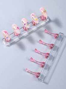 SWEET TREND 一套粉色美甲展示架，美甲展示工具，家用及初学者美甲用品，磁性亚克力美甲压板，美甲压板支架，美甲沙龙设备及美甲展示和练习装饰 - 粉色 - 查看 4