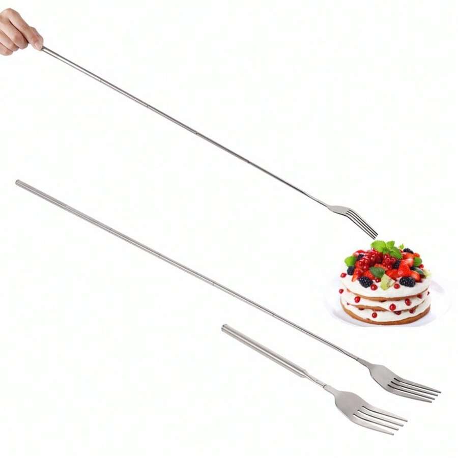 Rust-Proof Adjustable Length Fork, Versatile For Pasta, BBQ & Hot Pot, Essential For Independence Day Grill Parties - 銀色 - 查看 1