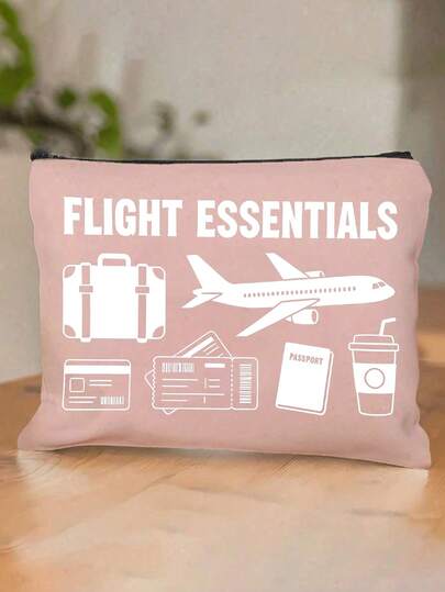 7 Colors Optional Airport Theme Flight Essentials Zipper Pouch, Portable Travel Cosmetic Bag With Cute Airplane Travel Print, Washable Travel Document Holder, Durable Makeup Organizer For Passport, Tickets, Cards, Cosmetics, Charger & Small Items Storage, Lightweight Travel Accessory For Women Men, Frequent Flyers & Travelers, Flight Essentials Pouch, Airplane Print Travel Bag For Air Travel, Vacation, Business Trip & Holiday, Ideal Travel Gift For Flight Lovers